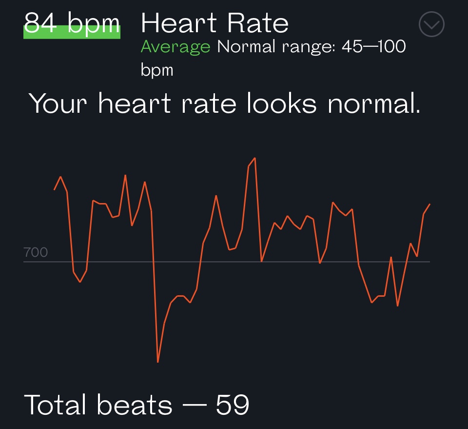 More in-depth graph of my heart rate throughout the day.